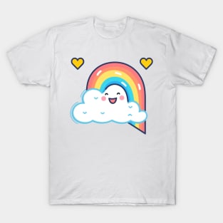 Kawaii Rainbow with Happy Cloud T-Shirt